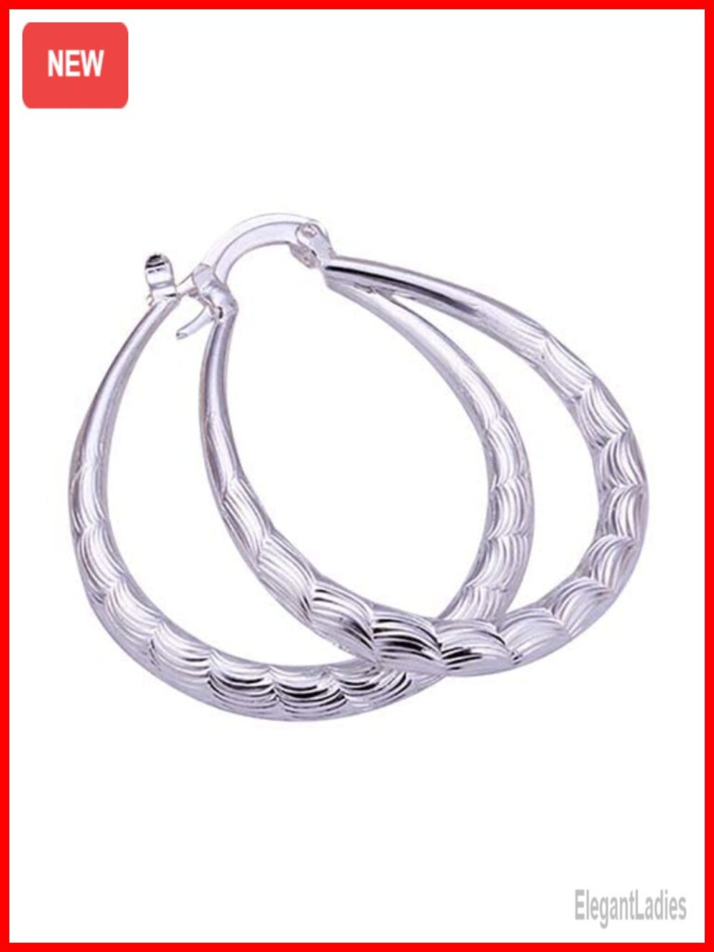 925 Sterling Silver U Shaped Hoop Dangle Earrings